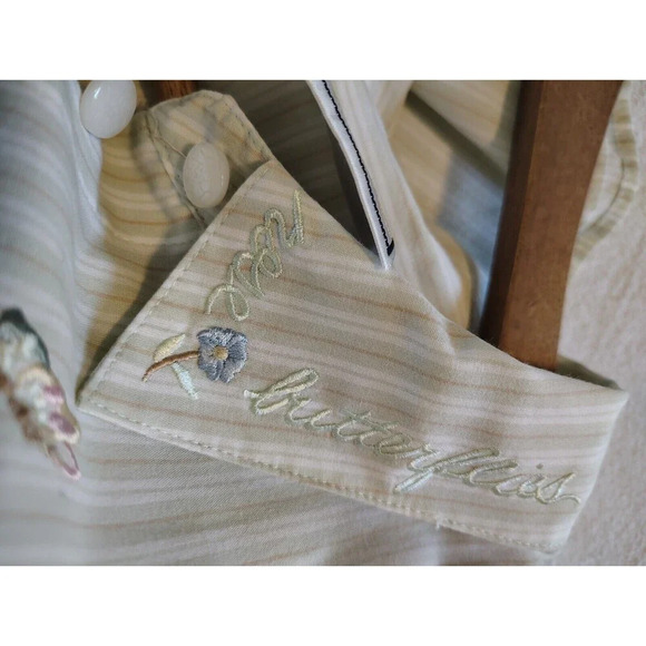 VTG Napa Valley Blouse Embroidered Flowers Buttefly Birds Button Cottagecore L - Picture 14 of 14
